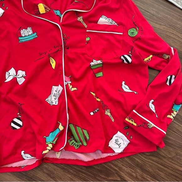 Kate Spade Christmas Print My Favorite Things Pajama Top - Picture 4 of 4